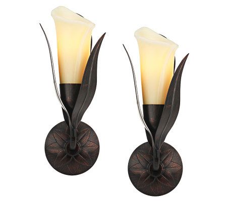 Home Reflections S/2 Flameless Calla Lily Wall Sconces QVC.com
